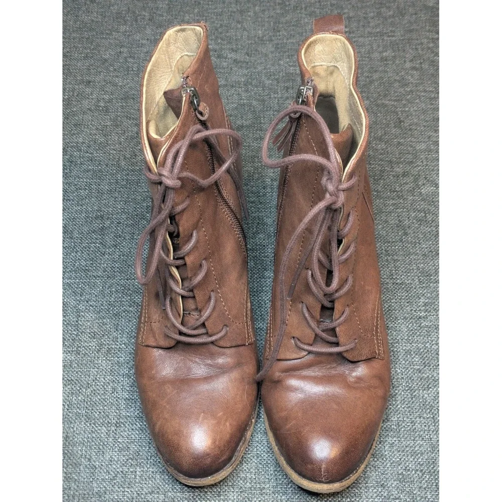 Sofft Women's Brown Leather Ankle Zip Up Boots Bootie Size 10 M Platform Heel
